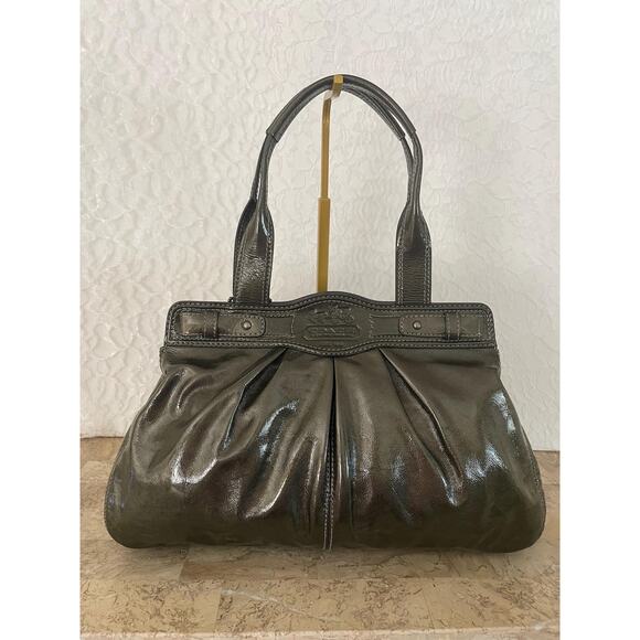 NWT COACH Mia Gunmetal Pleated Leather Carryall Shoulder Bag 13915 - Picture 2 of 10